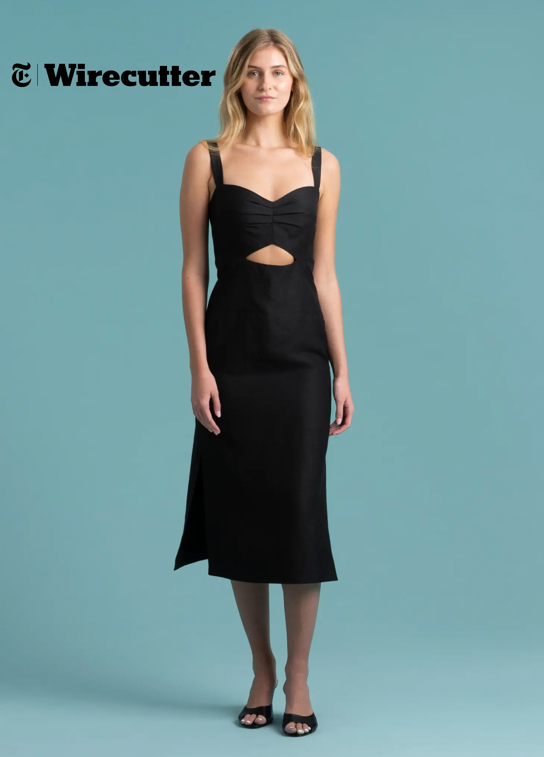 knee length dresses for ladies Elegant Janelle Midi Dress in Black - Perfect for Any Occasion main image 1