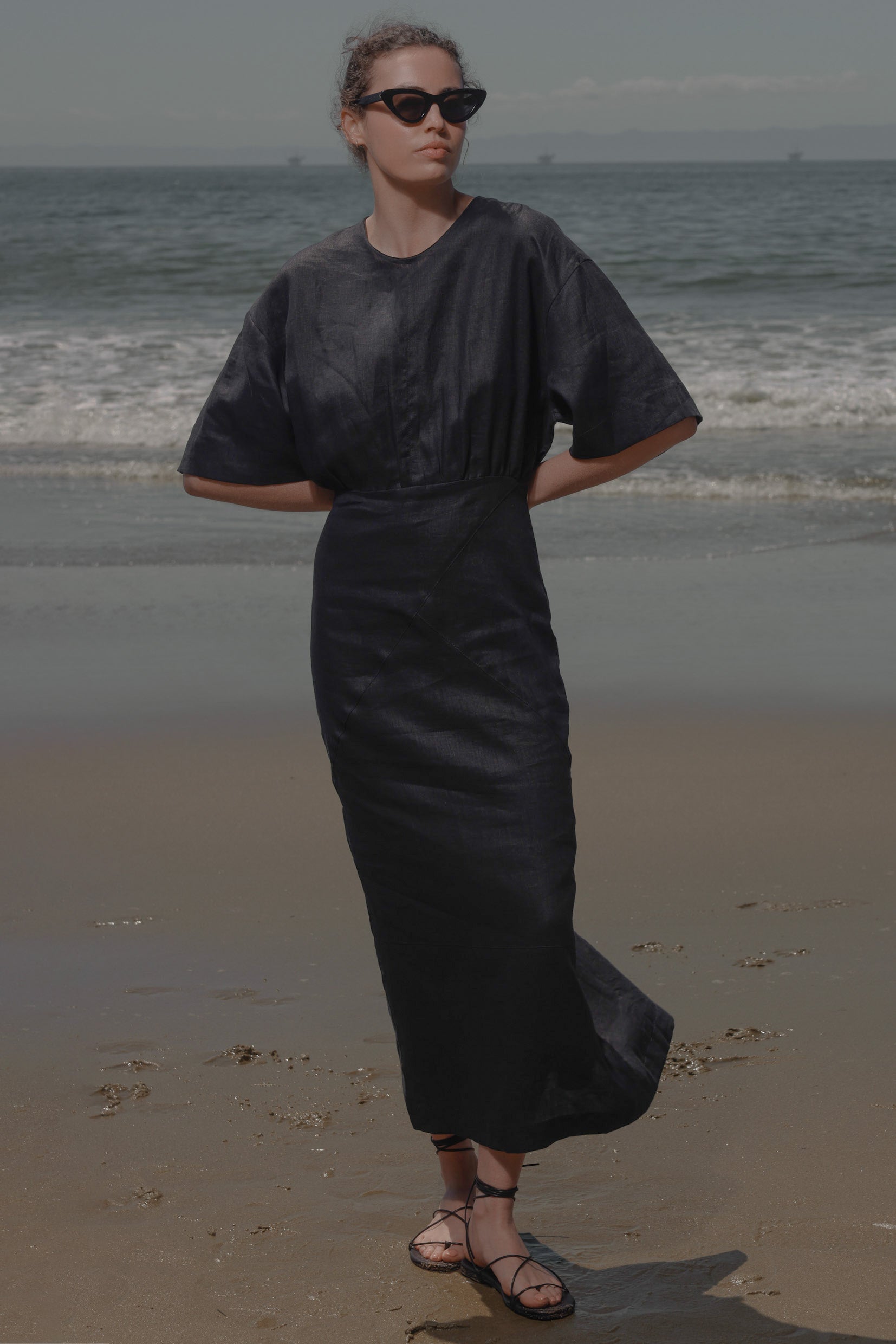 Fauna Dress in Black Linen | Heidi Merrick L Fauna Dress in Black Linen | Heidi Merrick L