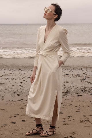 Milan Dress - Ivory Silk Noil - Heidi Merrick