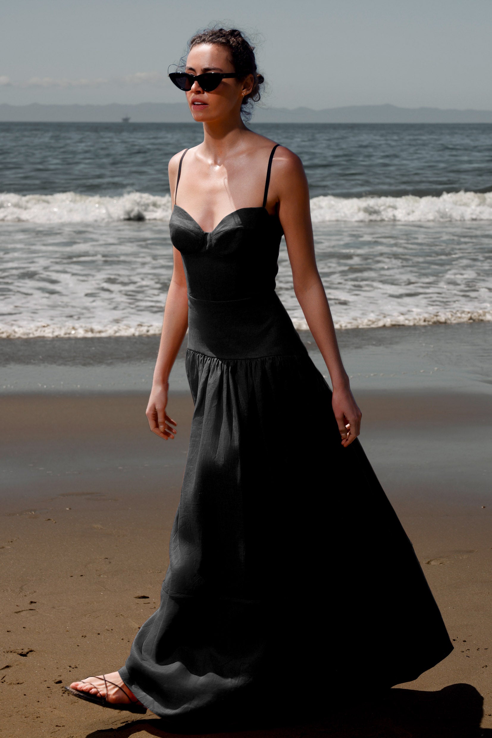 Garden Dress - Black Linen