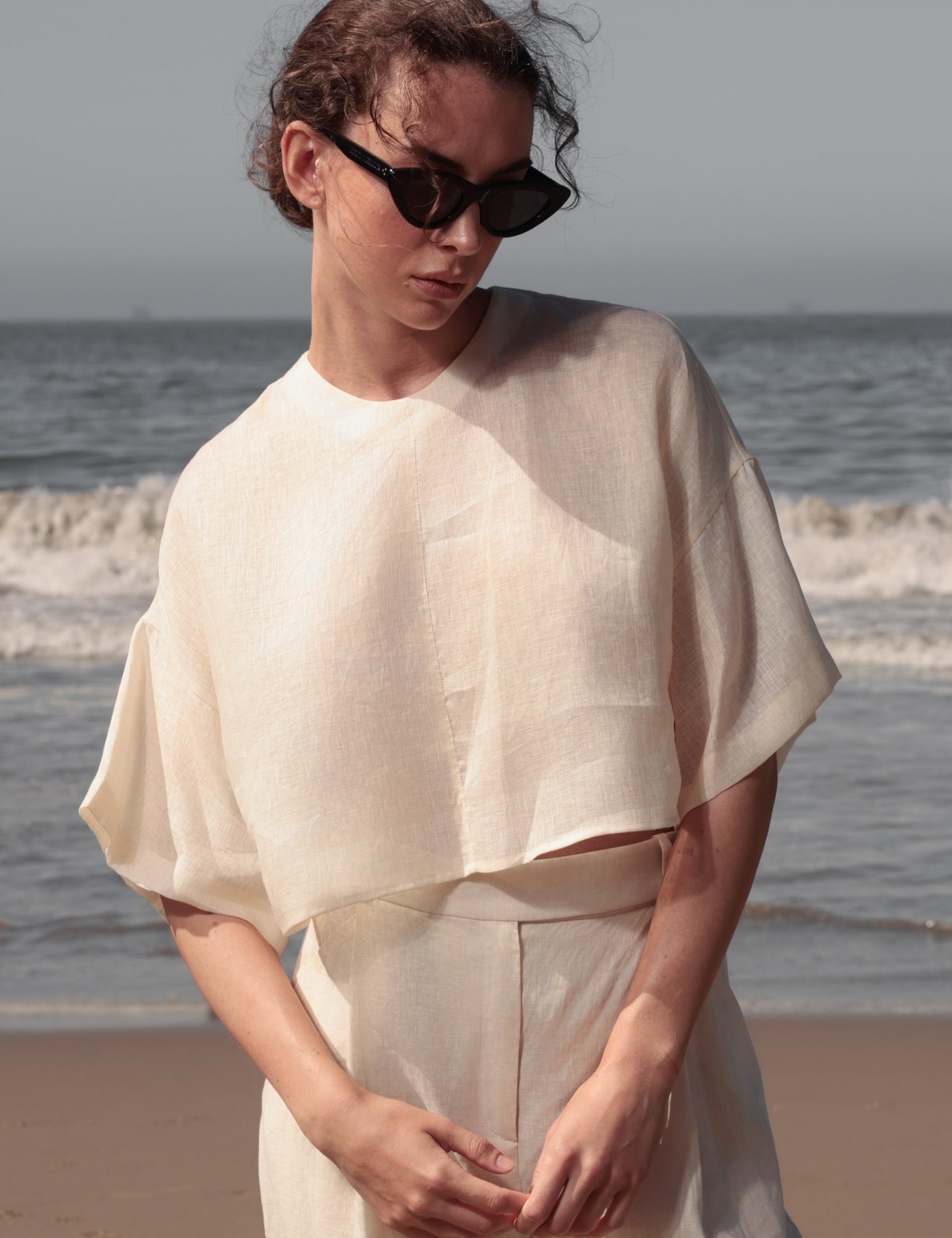 Mojave Top - Ivory Tissue Linen - Heidi Merrick
