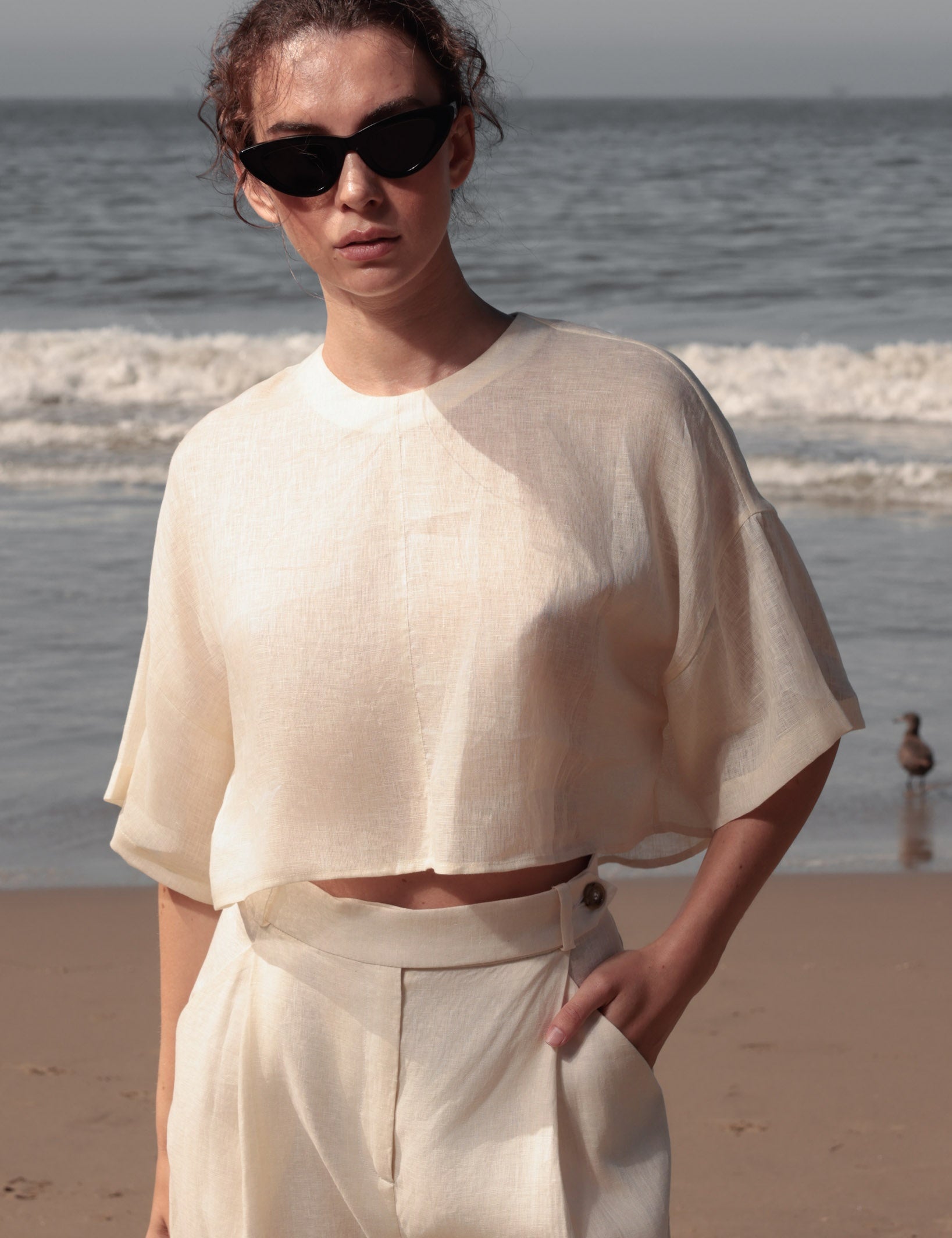 Mojave Top - Ivory Tissue Linen - Heidi Merrick