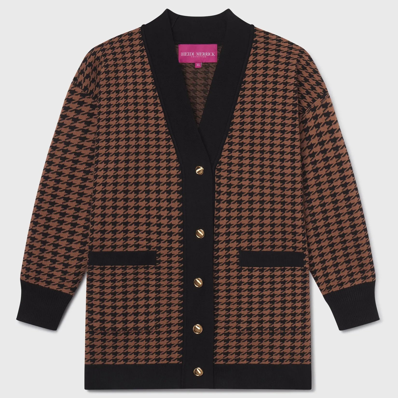 Fanny Cardigan - Chocolate Houndstooth - Heidi Merrick