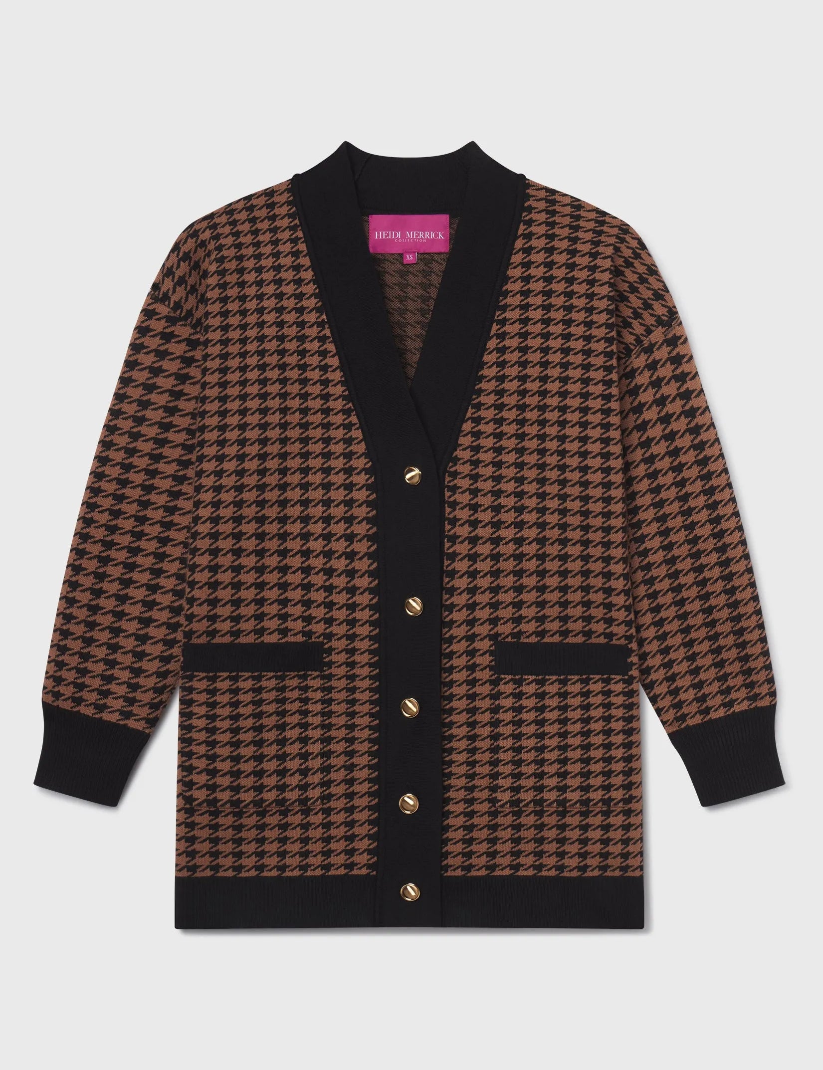 Fanny Cardigan - Chocolate Houndstooth - Heidi Merrick