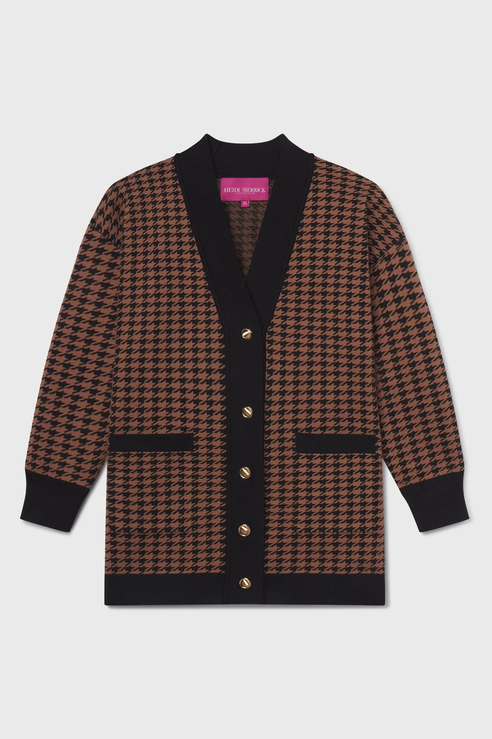 Fanny Cardigan - Chocolate Houndstooth - Heidi Merrick