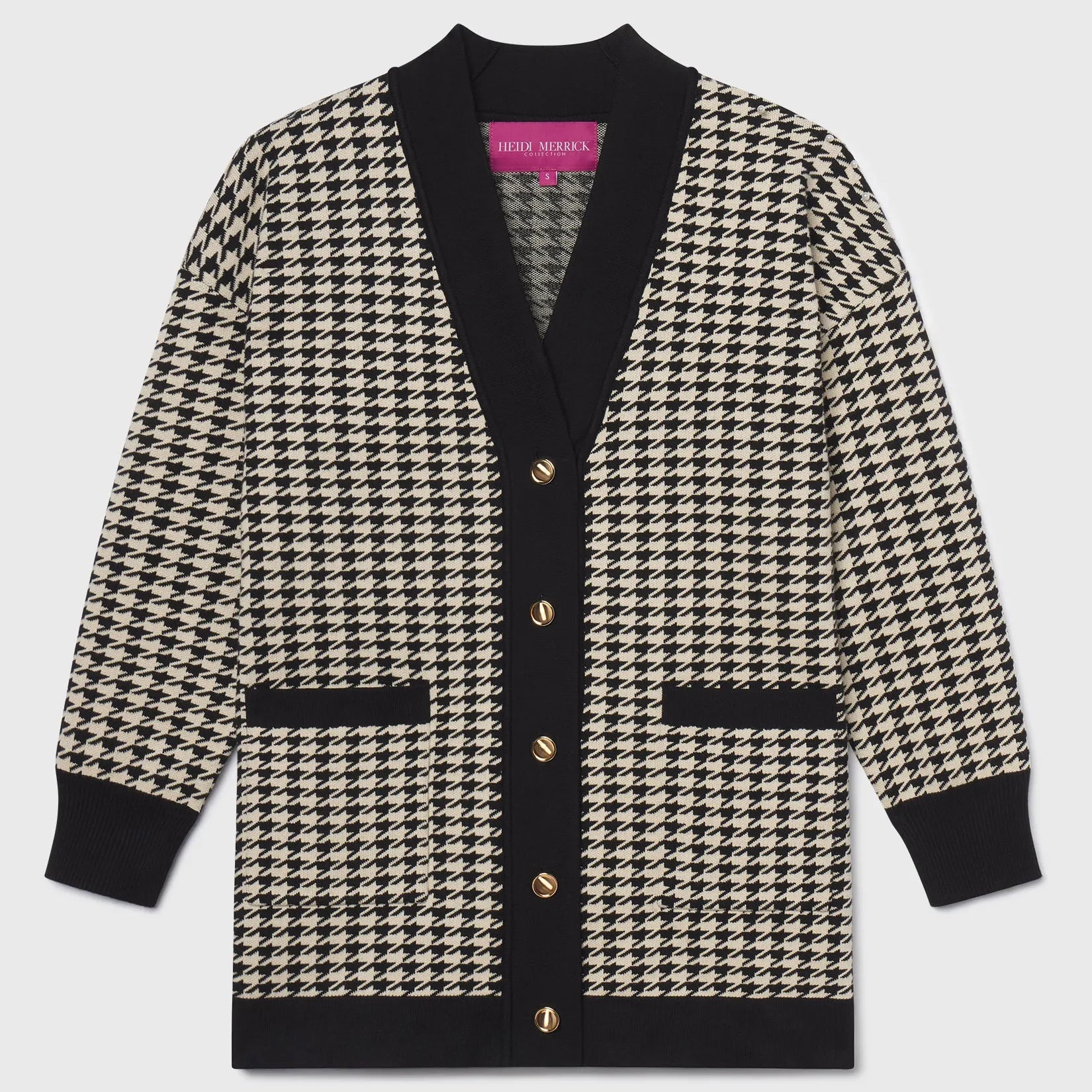 Fanny Cardigan - Ivory Houndstooth – Heidi Merrick Fanny Cardigan - Ivory Houndstooth – Heidi Merrick