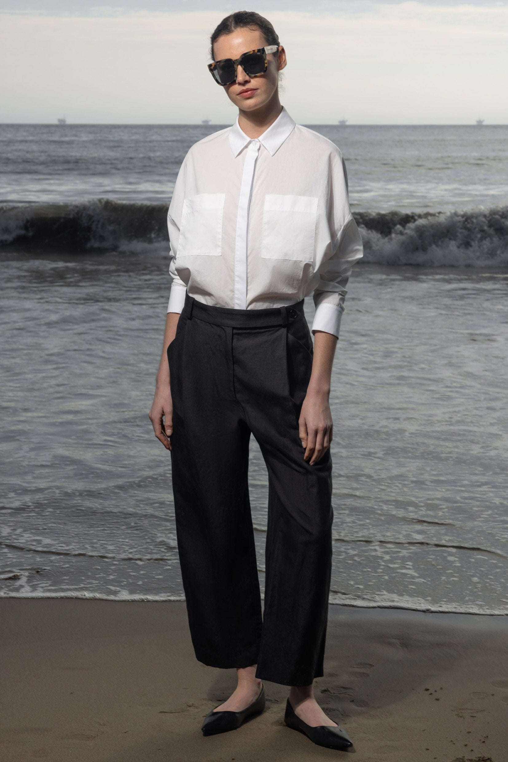 Lobel Top - White Shirting - Heidi Merrick