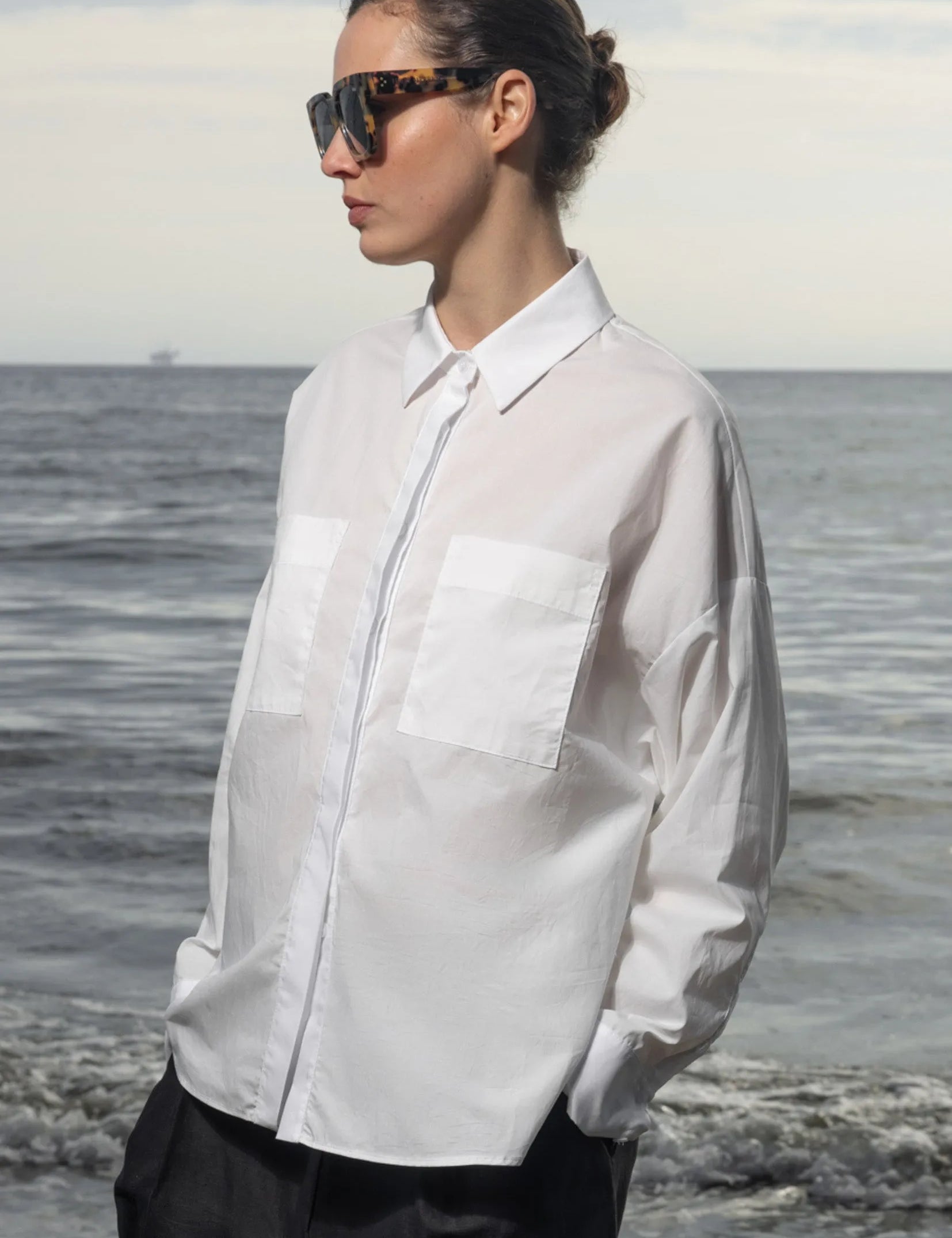 Lobel Top - White Shirting - Heidi Merrick