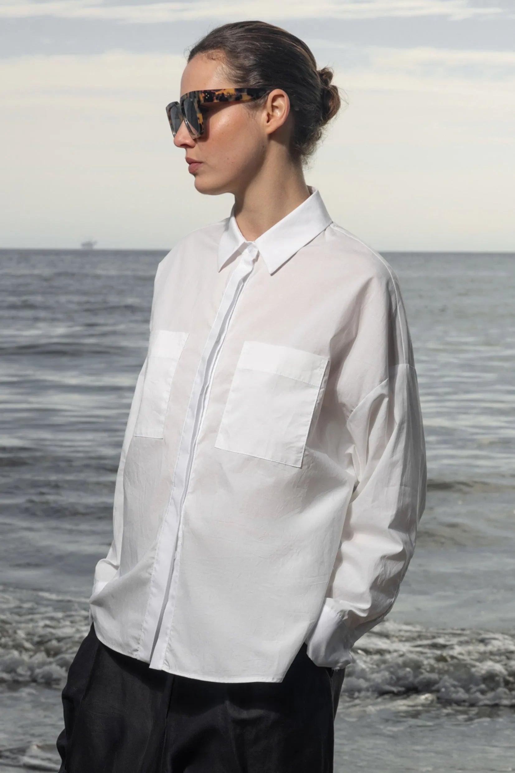 Lobel Top - White Shirting - Heidi Merrick