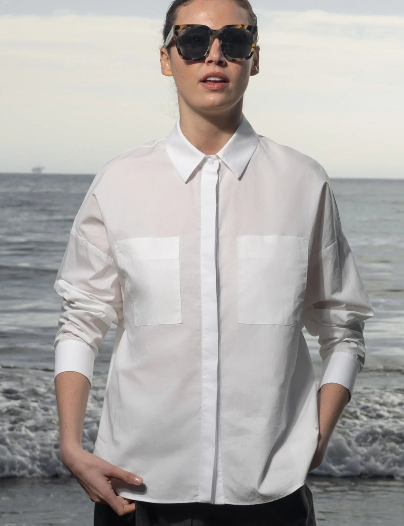 Lobel Top - White Shirting - Heidi Merrick