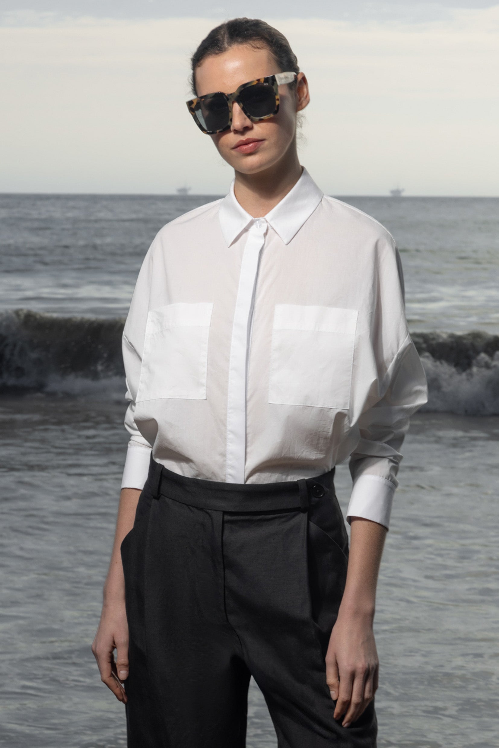Lobel Top - White Shirting - Heidi Merrick