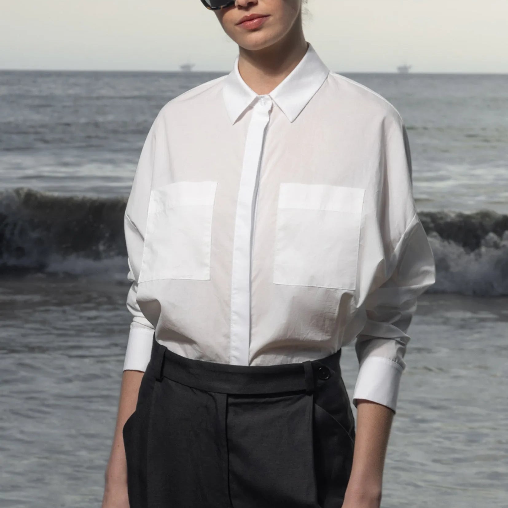 Lobel Top - White Shirting - Heidi Merrick