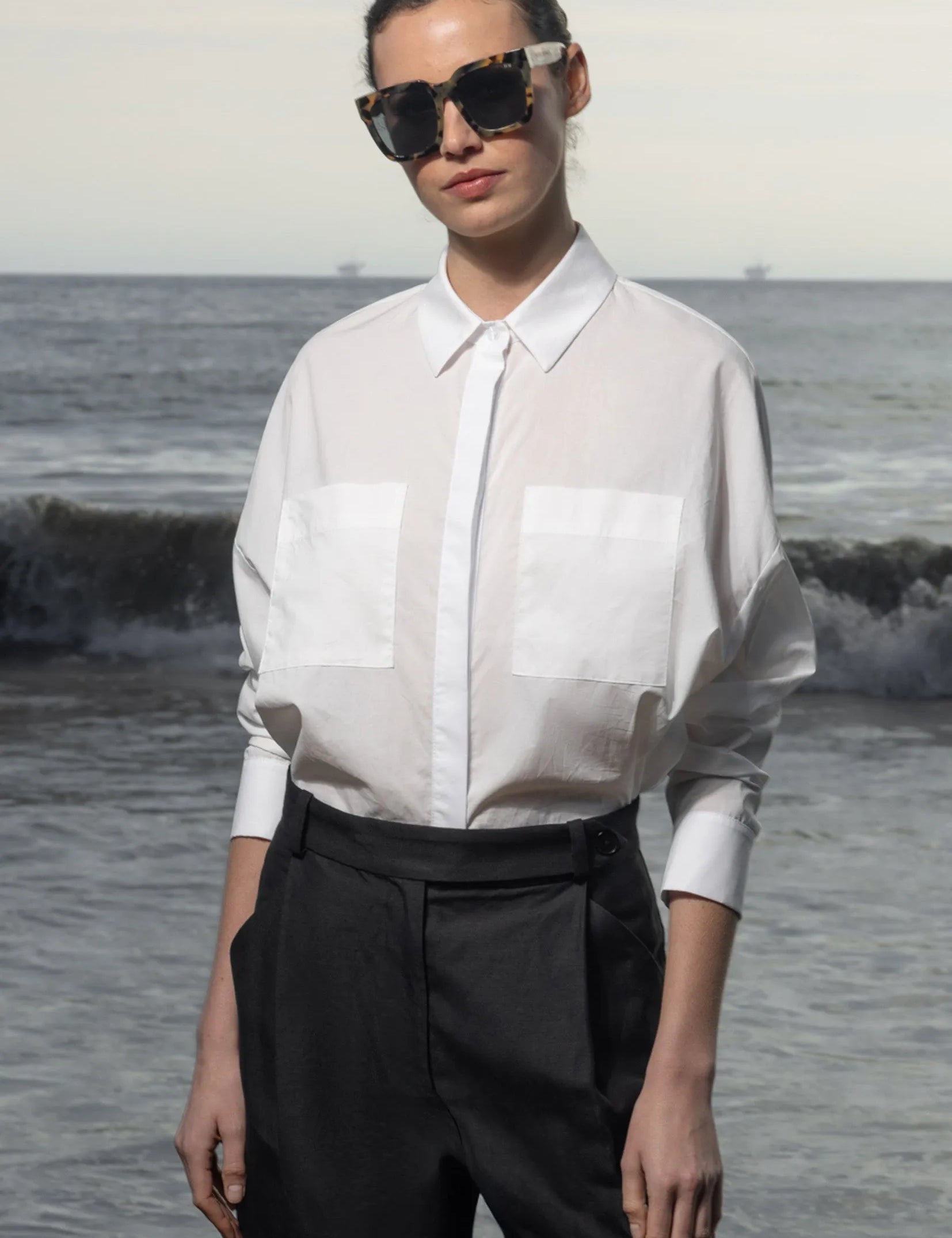 Lobel Top - White Shirting - Heidi Merrick