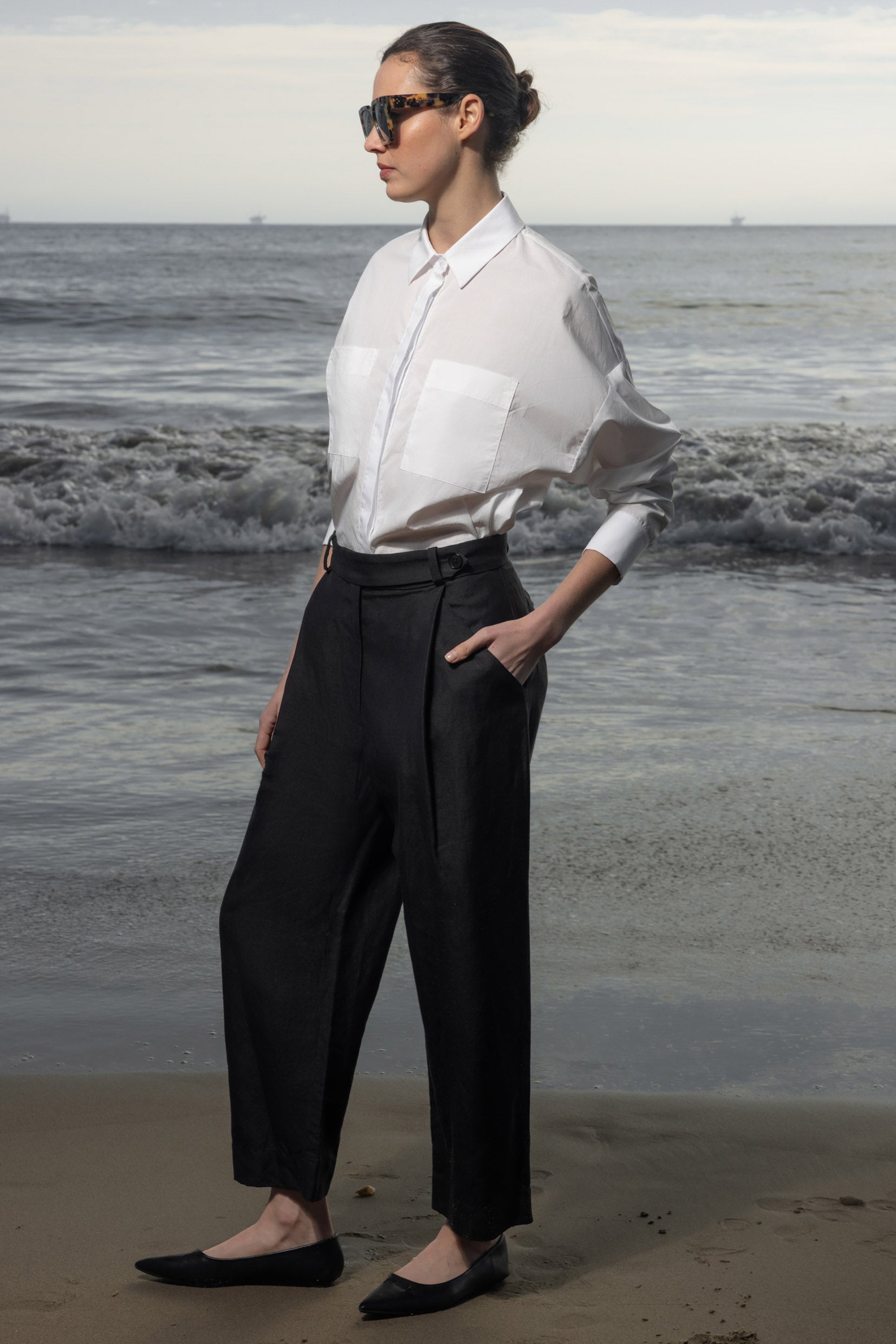 Lobel Top - White Shirting - Heidi Merrick