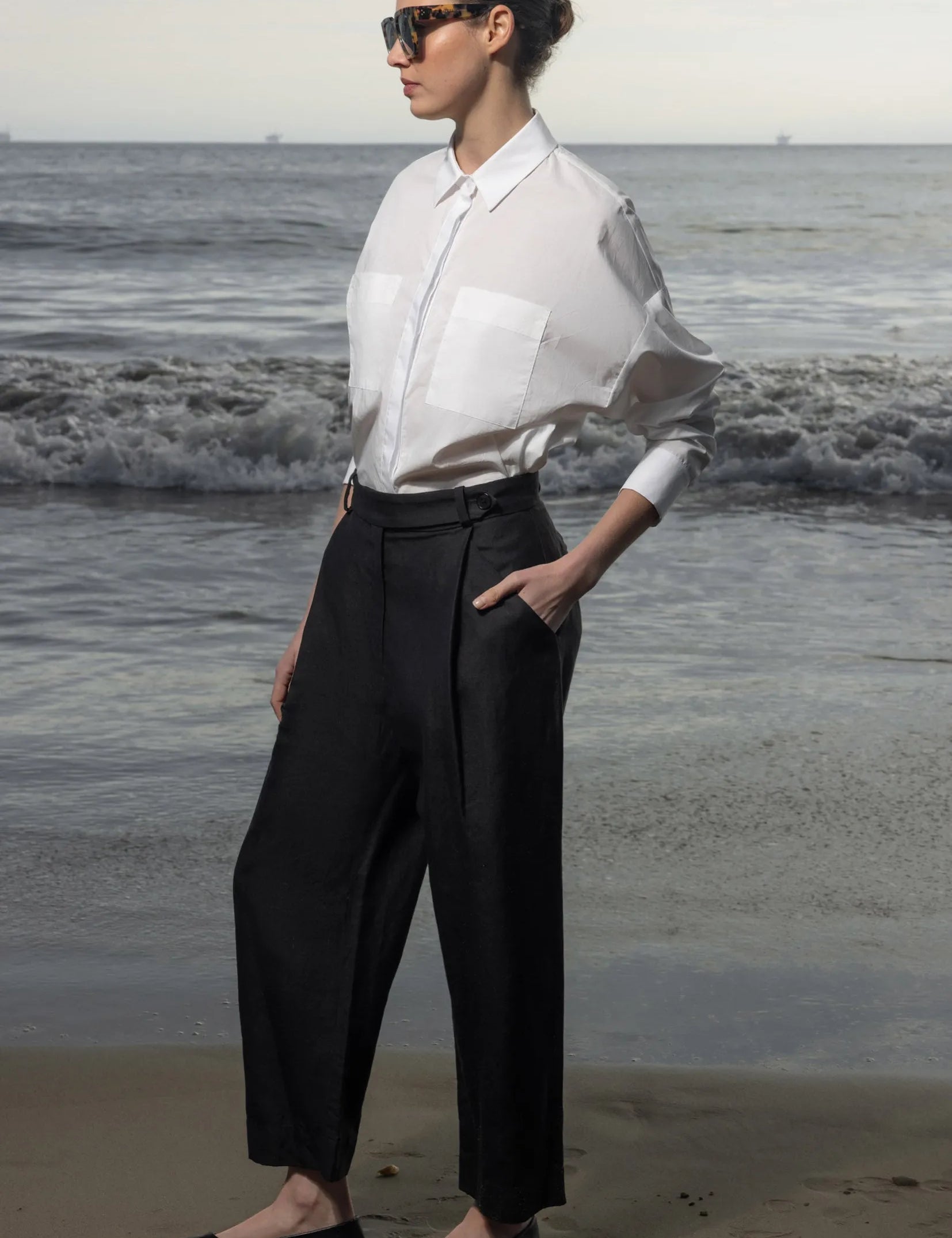 Lobel Top - White Shirting - Heidi Merrick