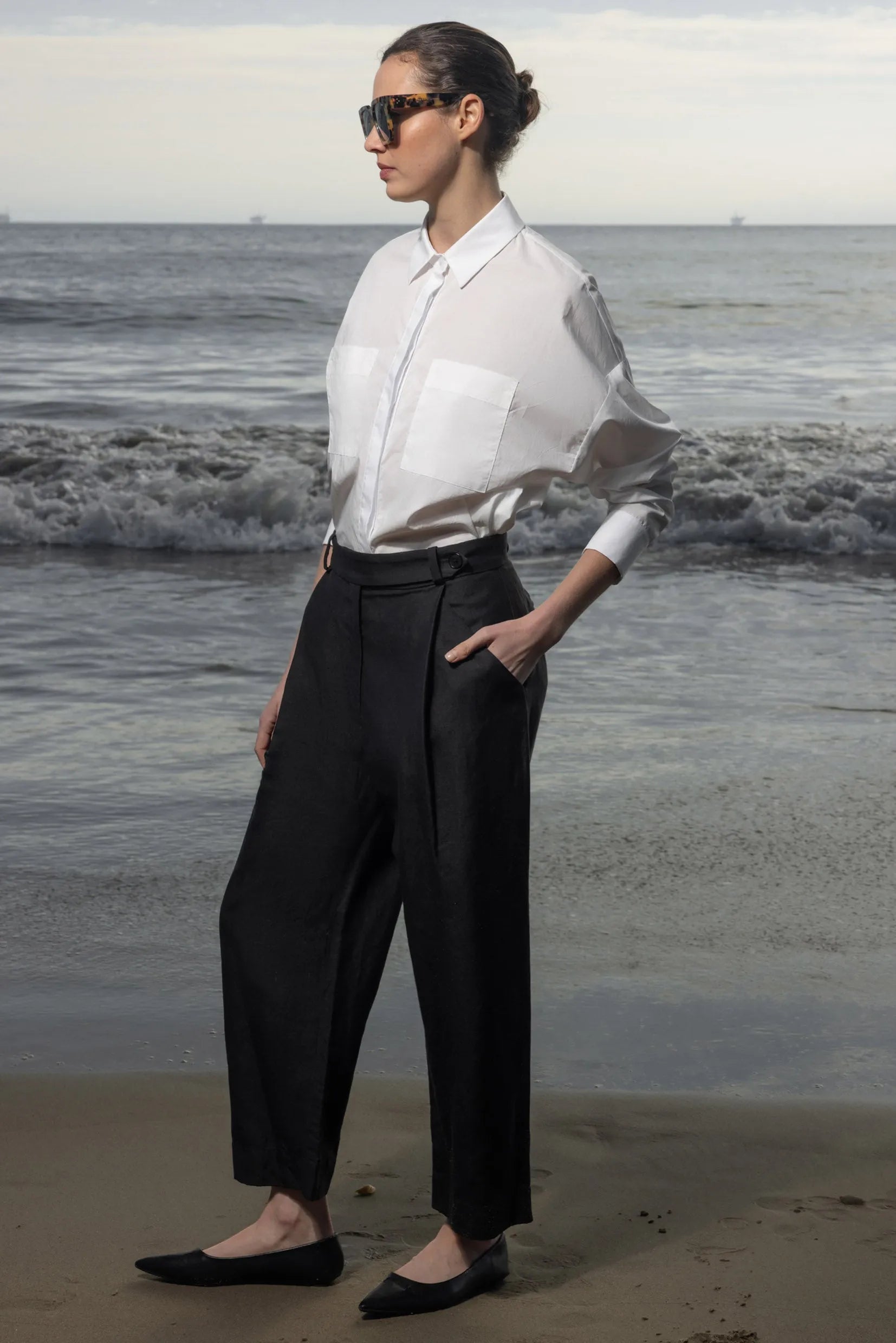 Lobel Top - White Shirting - Heidi Merrick