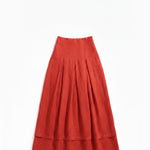 Marbella Skirt - Vermilion Tissue Linen  - Flat - Heidi Merrick