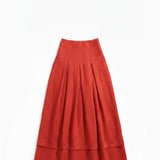 Marbella Skirt - Vermilion Tissue Linen  - Flat - Heidi Merrick