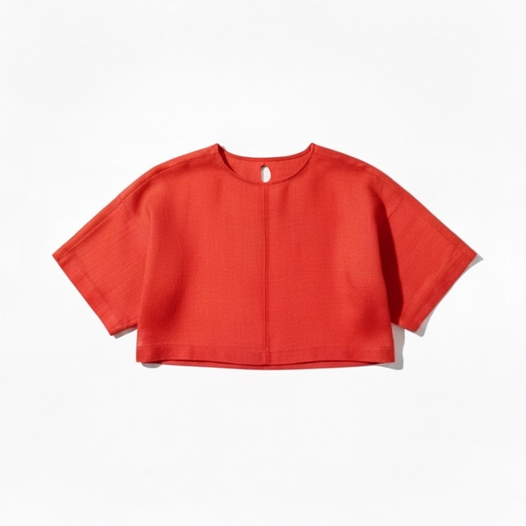 Mojave Top - Vermilion Tissue Linen - Flat - Heidi Merrick