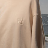 Barrel Sleeve 70's SRF LA Crewneck - Antique Cream Embroidered - Heidi Merrick