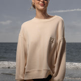 Barrel Sleeve 70's SRF LA Crewneck - Antique Cream Embroidered - Heidi Merrick