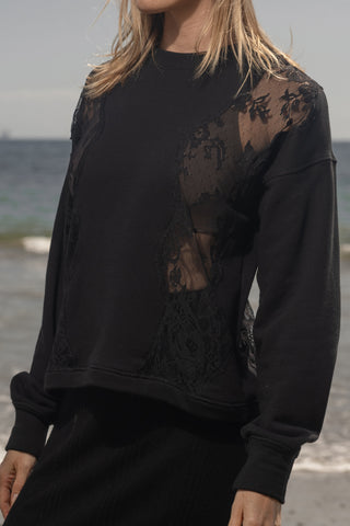 Lace Sweatshirt - Black