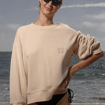 Barrel Sleeve 70's SRF LA Crewneck - Antique Cream Embroidered - Heidi Merrick