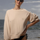 Barrel Sleeve 70's SRF LA Crewneck - Antique Cream Embroidered - Heidi Merrick