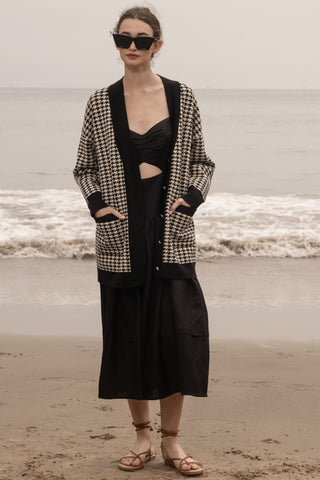 Fanny Cardigan - Ivory Houndstooth