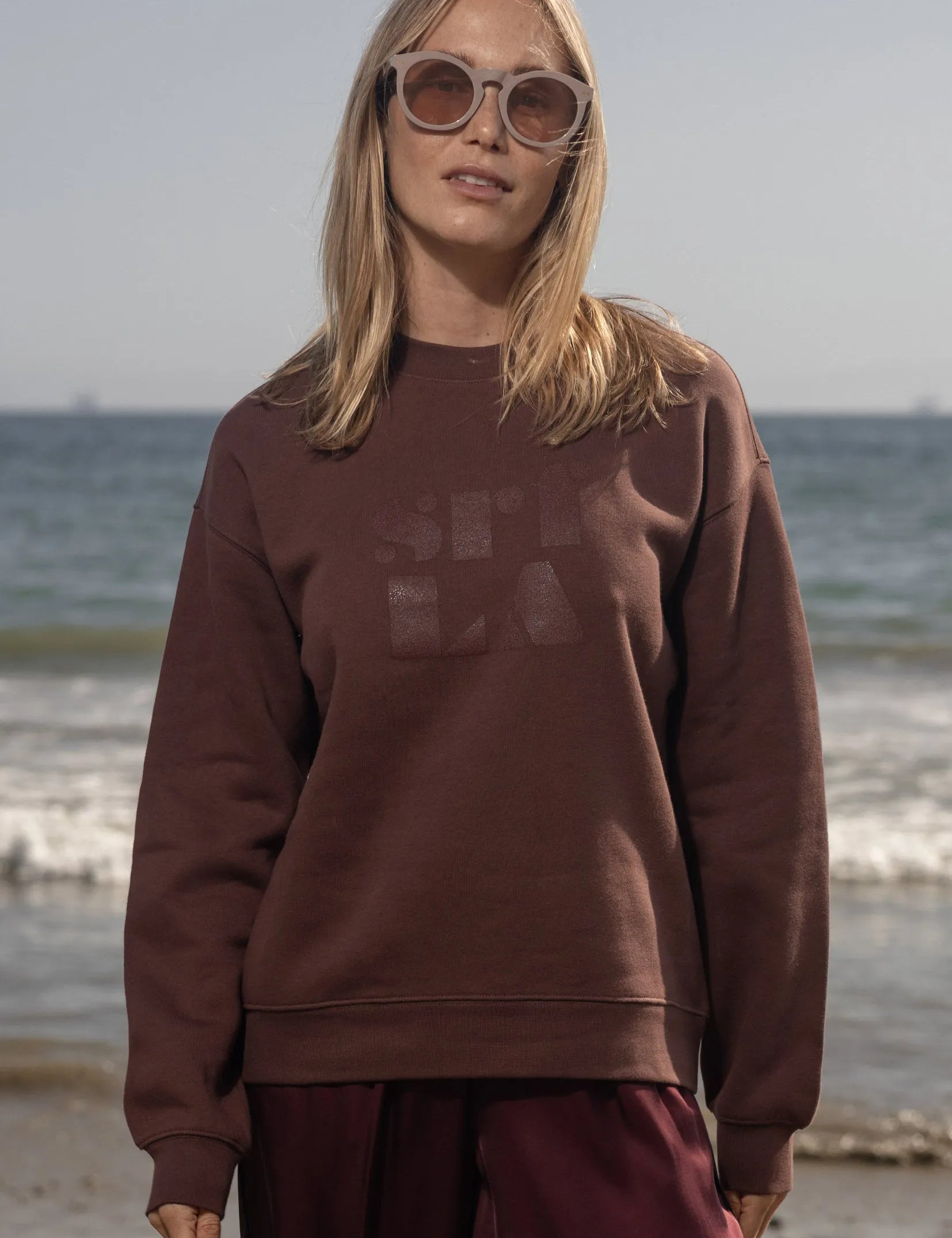 70's SRF LA Unisex Crewneck - Chocolate - Heidi Merrick