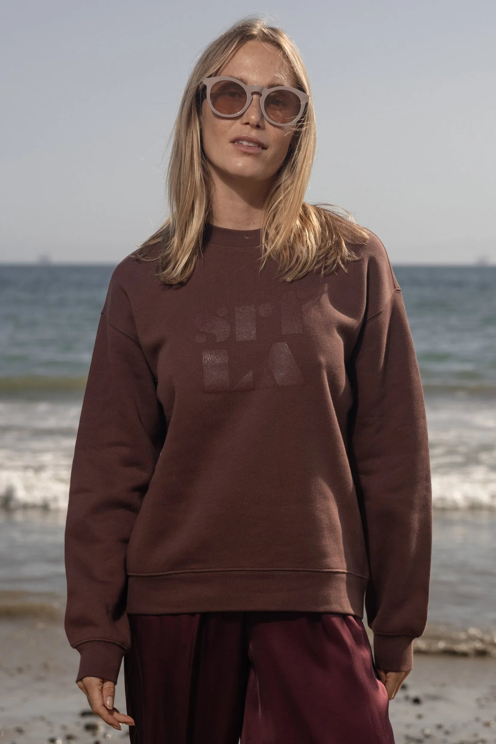 70's SRF LA Unisex Crewneck - Chocolate - Heidi Merrick