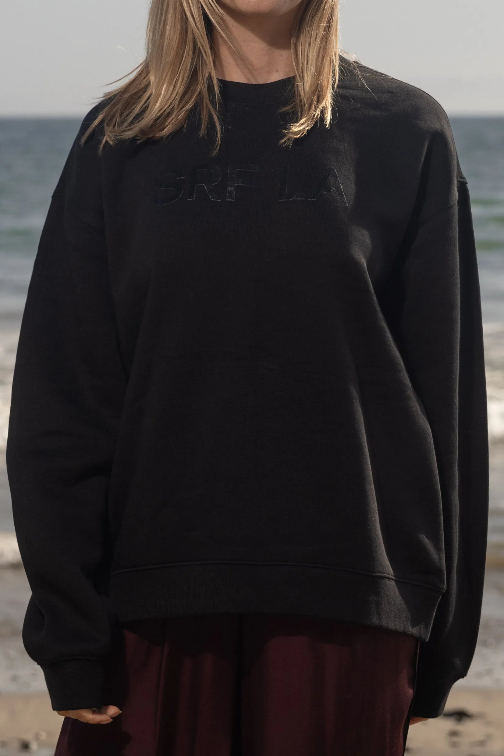 SRF LA Unisex Crewneck - Black on Black - Heidi Merrick