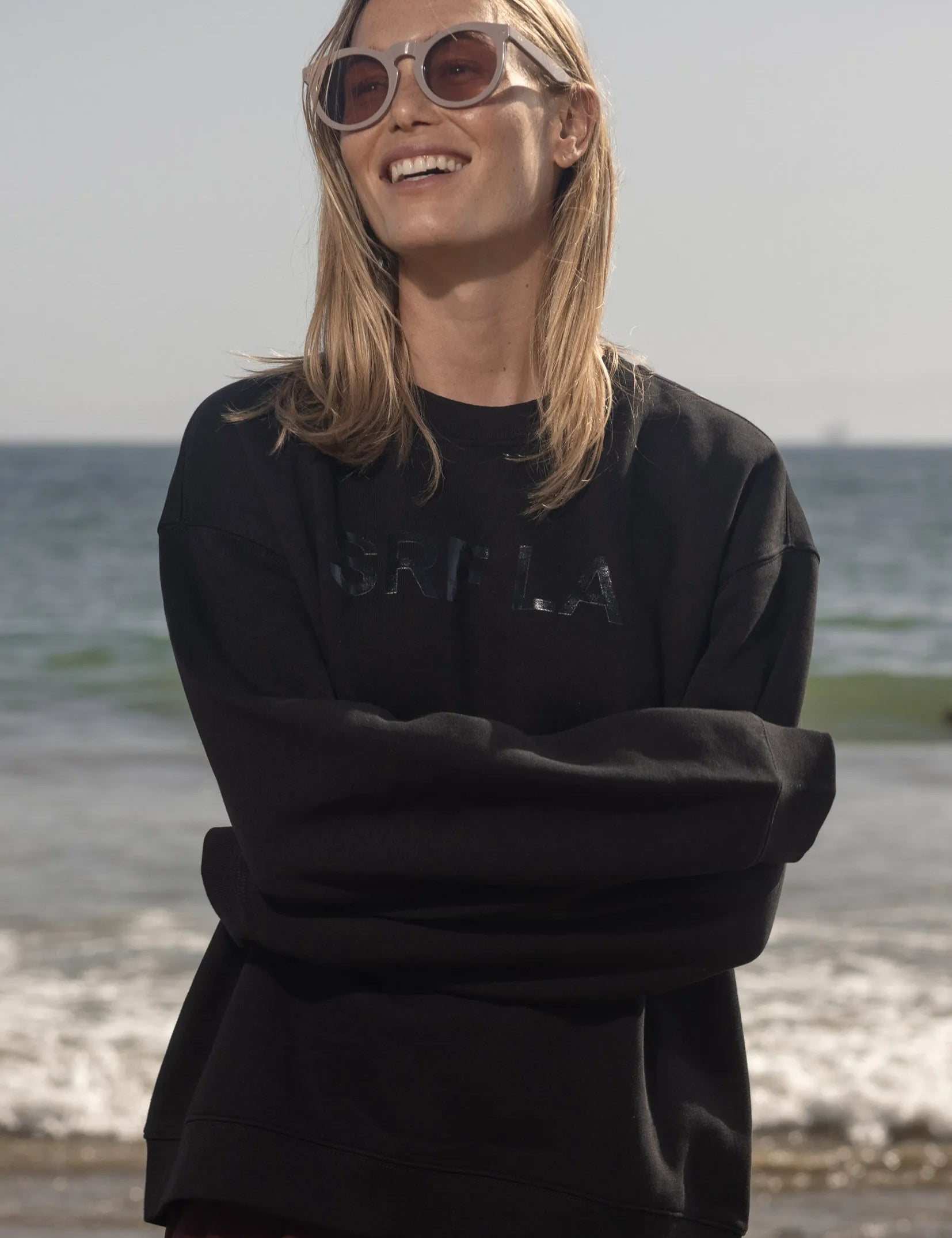 SRF LA Unisex Crewneck - Black on Black - Heidi Merrick