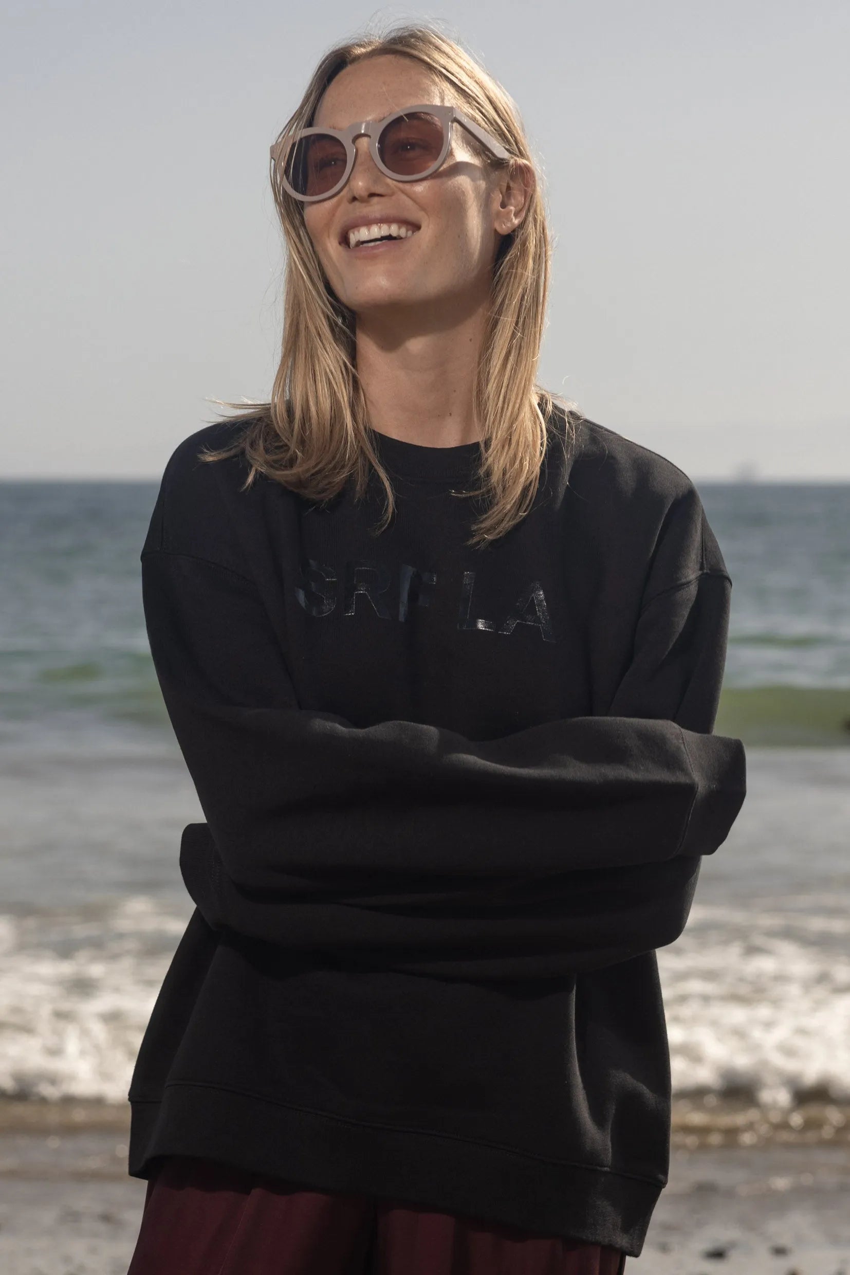 SRF LA Unisex Crewneck - Black on Black - Heidi Merrick