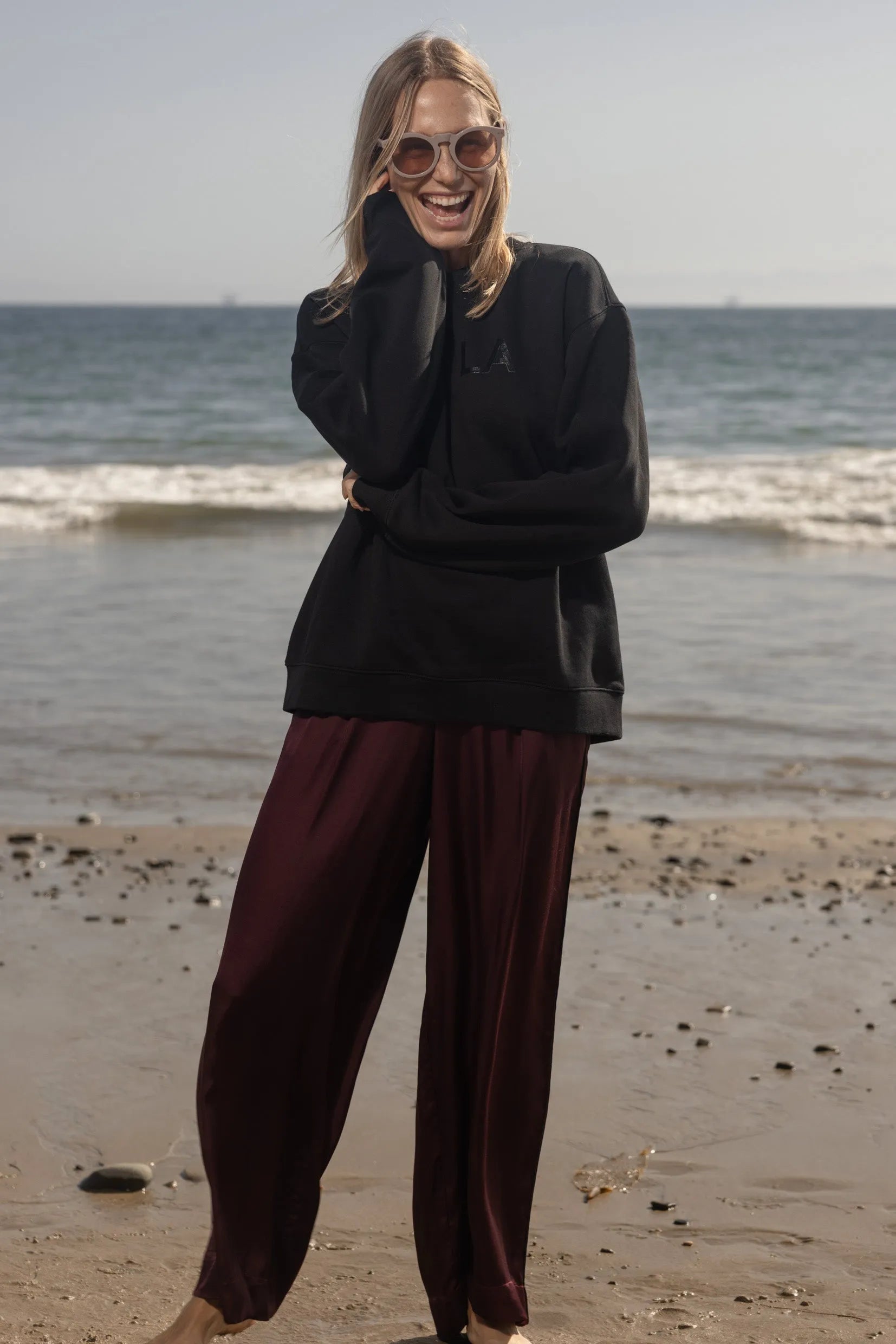 SRF LA Unisex Crewneck - Black on Black - Heidi Merrick