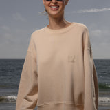 Barrel Sleeve 70's SRF LA Crewneck - Antique Cream Embroidered - Heidi Merrick