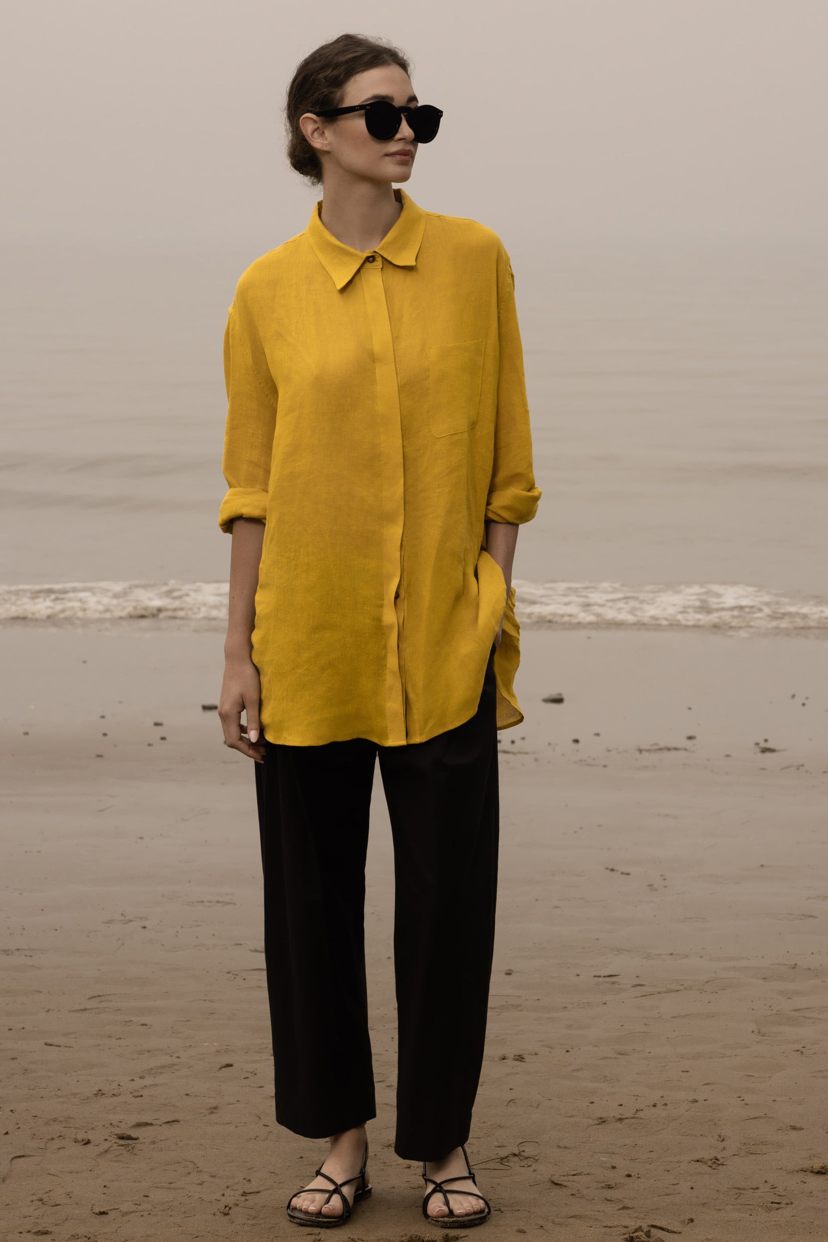 JJ Shirt - Jaune Linen - Heidi Merrick