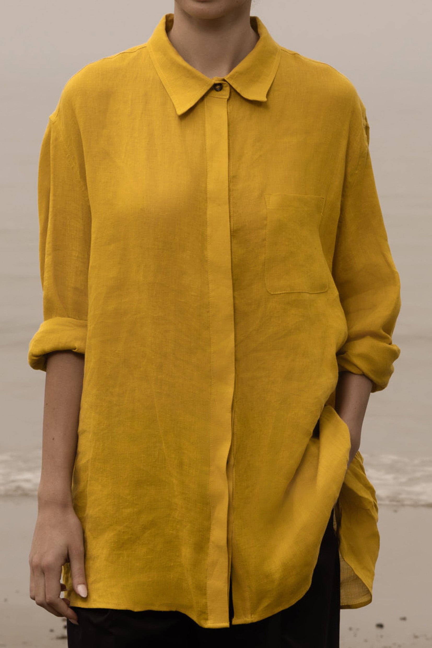 JJ Shirt - Jaune Linen - Heidi Merrick