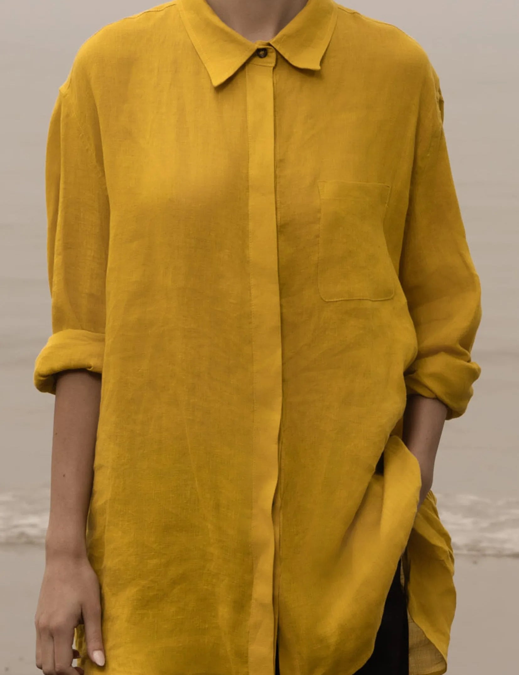 JJ Shirt - Jaune Linen - Heidi Merrick