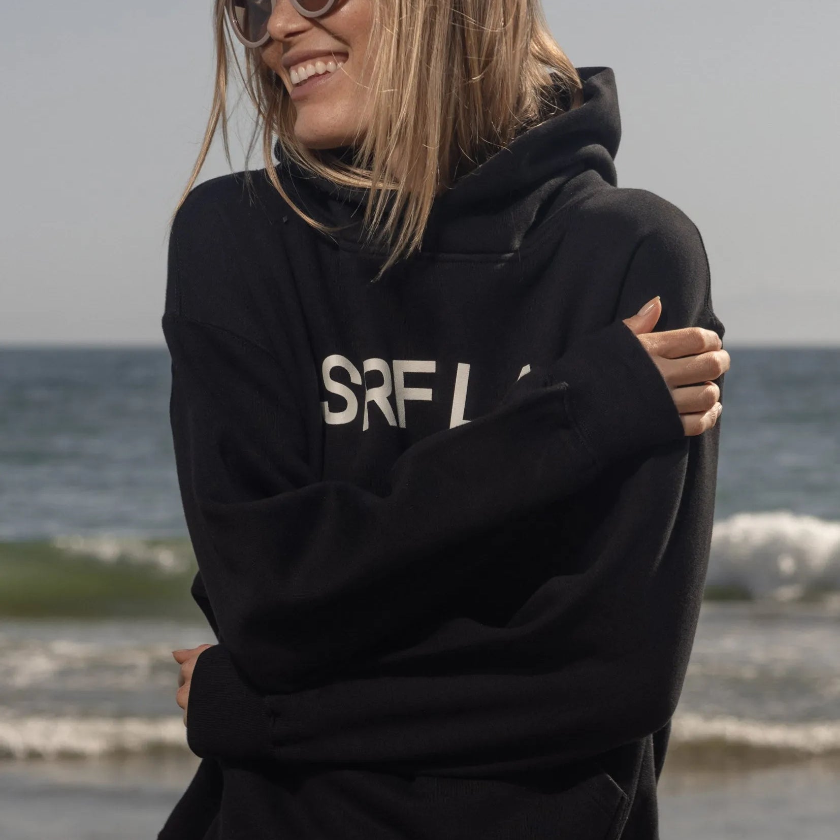 SRF LA Classic Hoodie - Ivory on Black - Heidi Merrick
