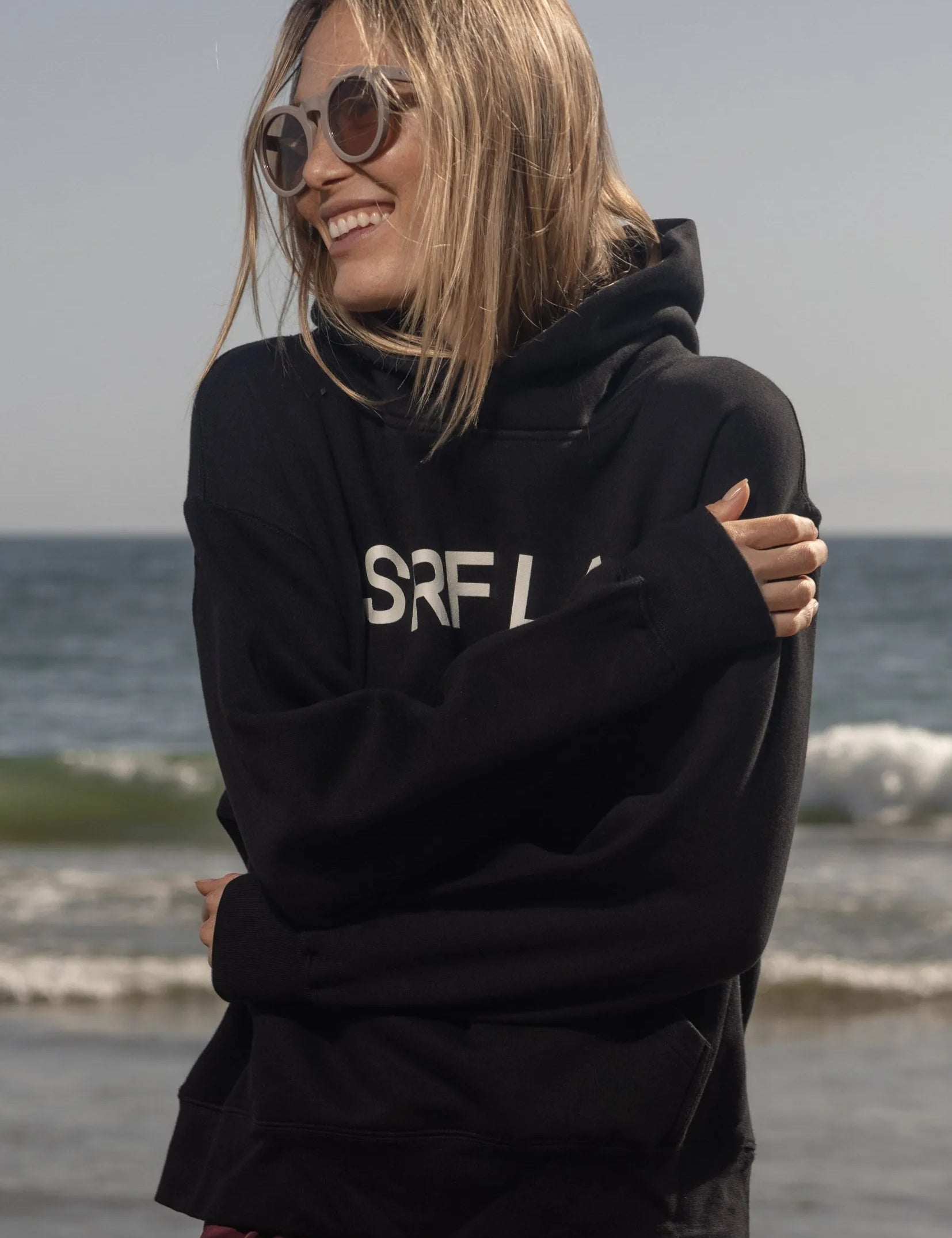 SRF LA Classic Hoodie - Ivory on Black - Heidi Merrick
