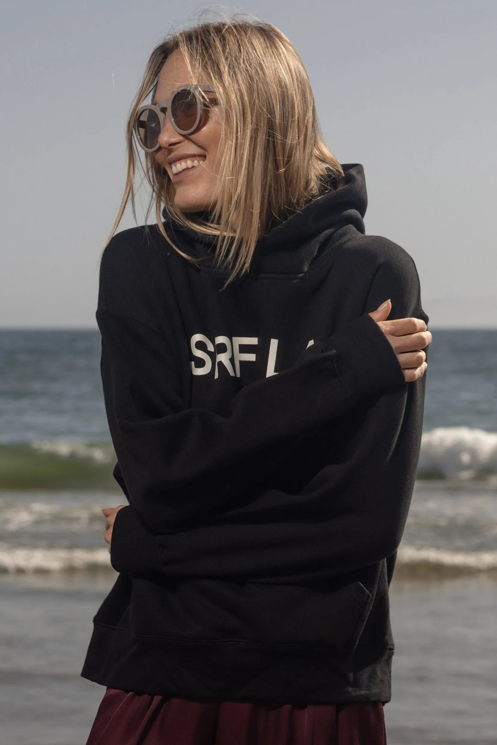 SRF LA Classic Hoodie - Ivory on Black - Heidi Merrick