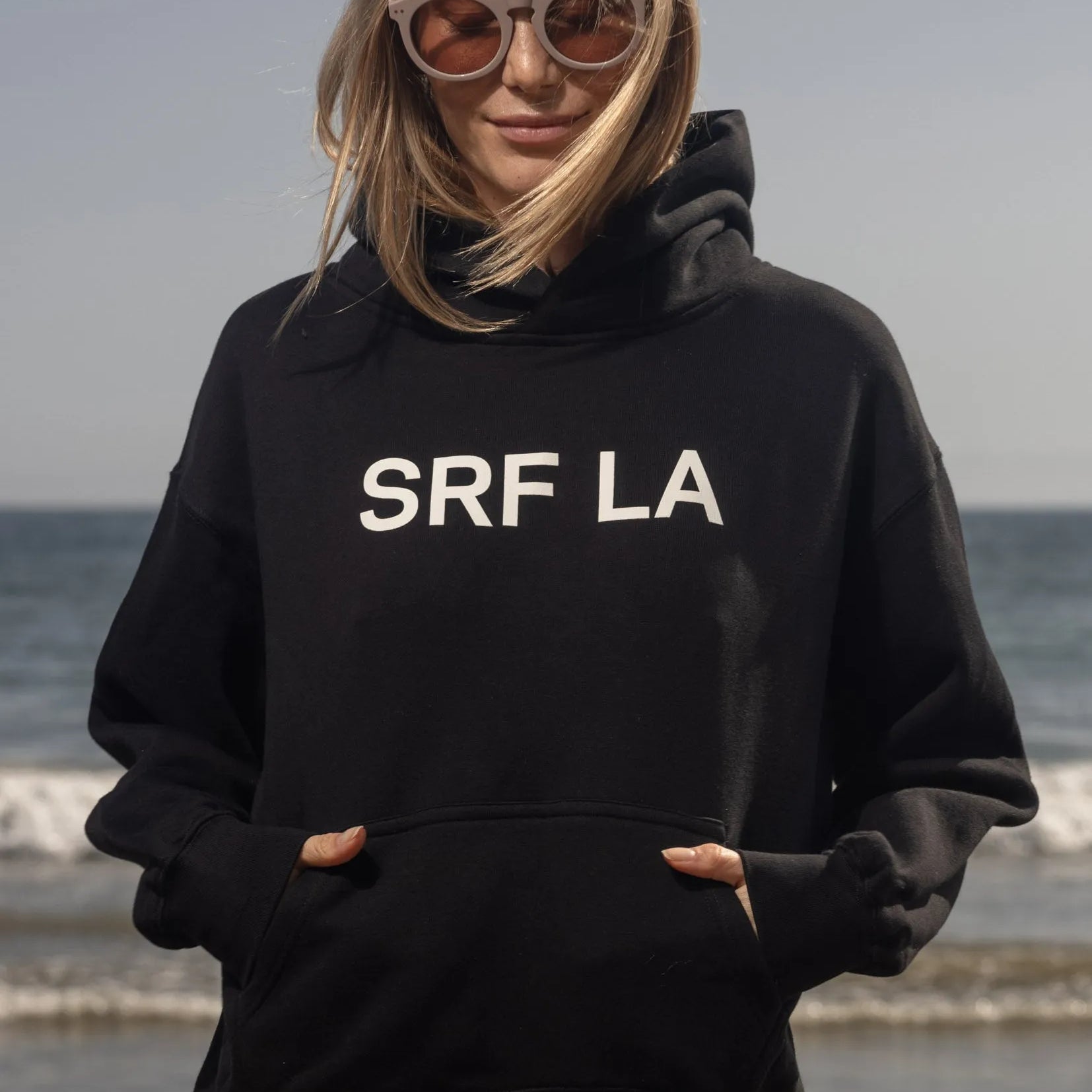 SRF LA Classic Hoodie - Ivory on Black - Heidi Merrick