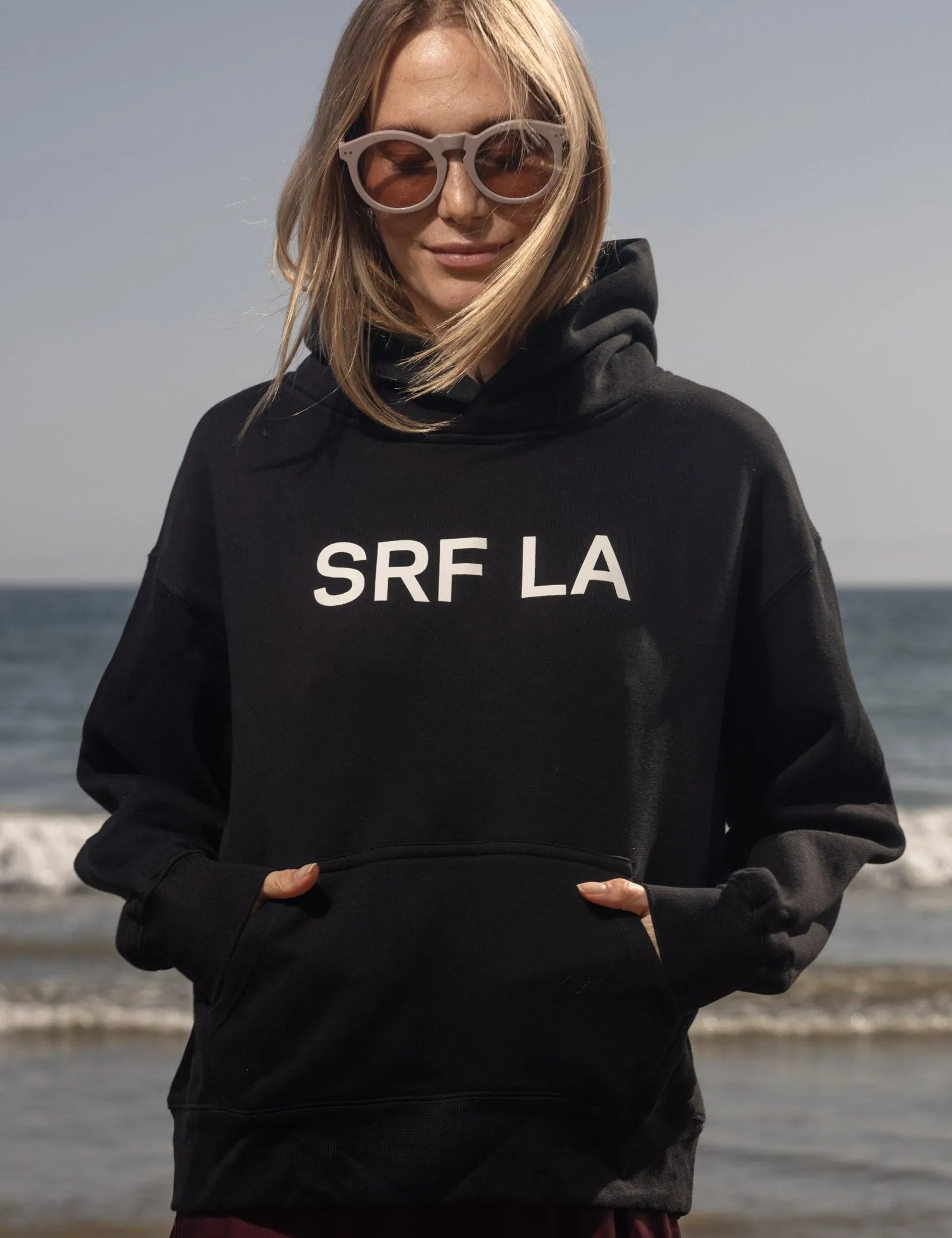 SRF LA Classic Hoodie - Ivory on Black - Heidi Merrick