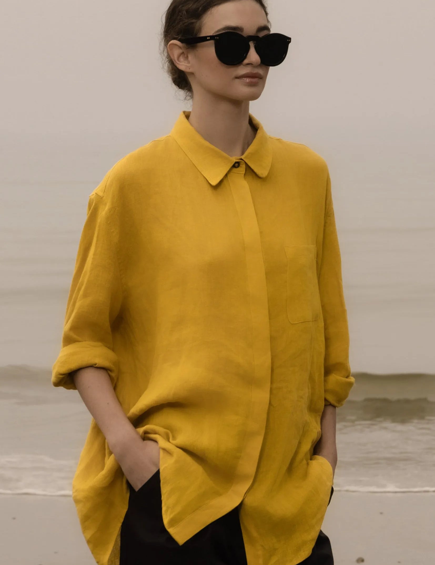 JJ Shirt - Jaune Linen - Heidi Merrick