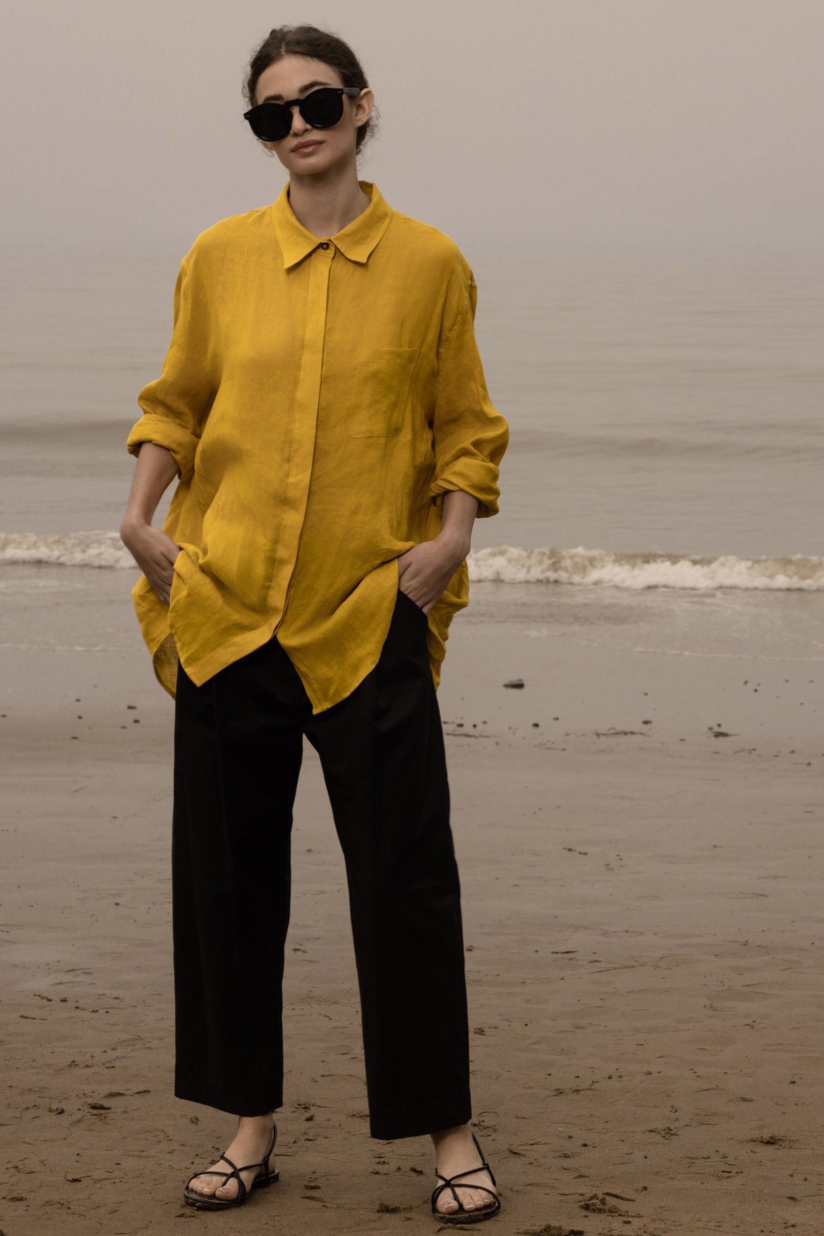JJ Shirt - Jaune Linen - Heidi Merrick