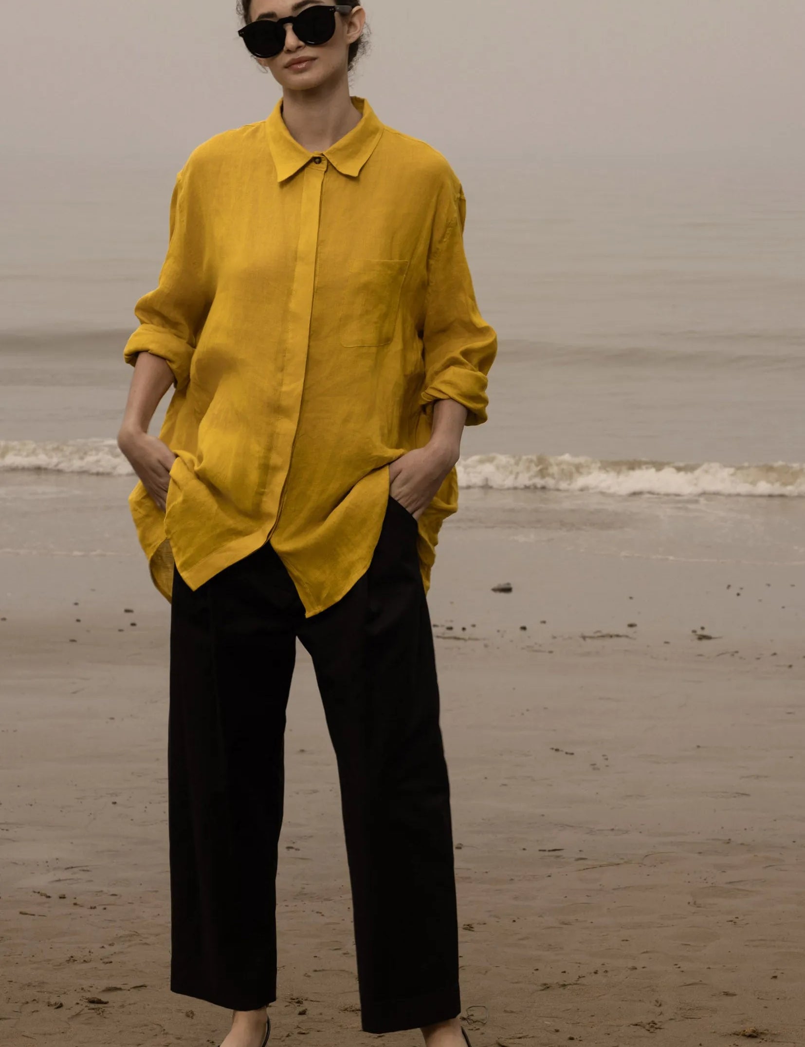 JJ Shirt - Jaune Linen - Heidi Merrick