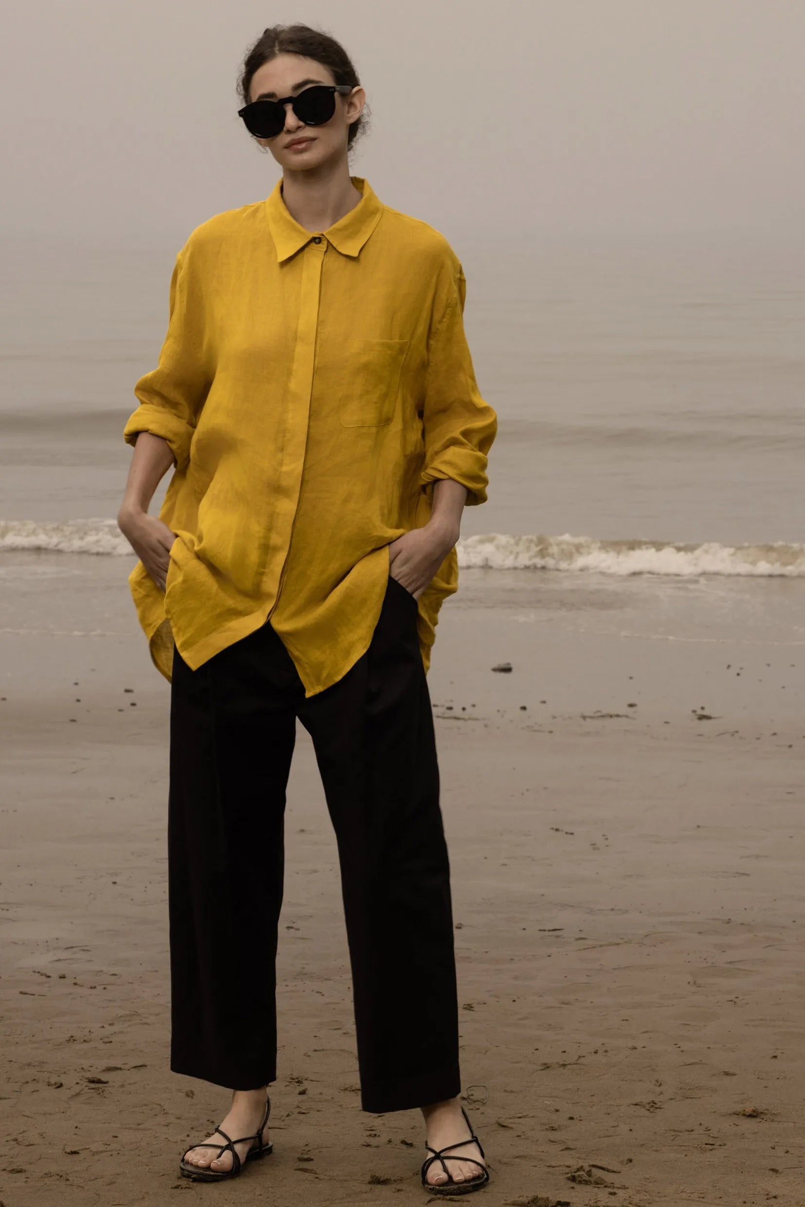 JJ Shirt - Jaune Linen - Heidi Merrick