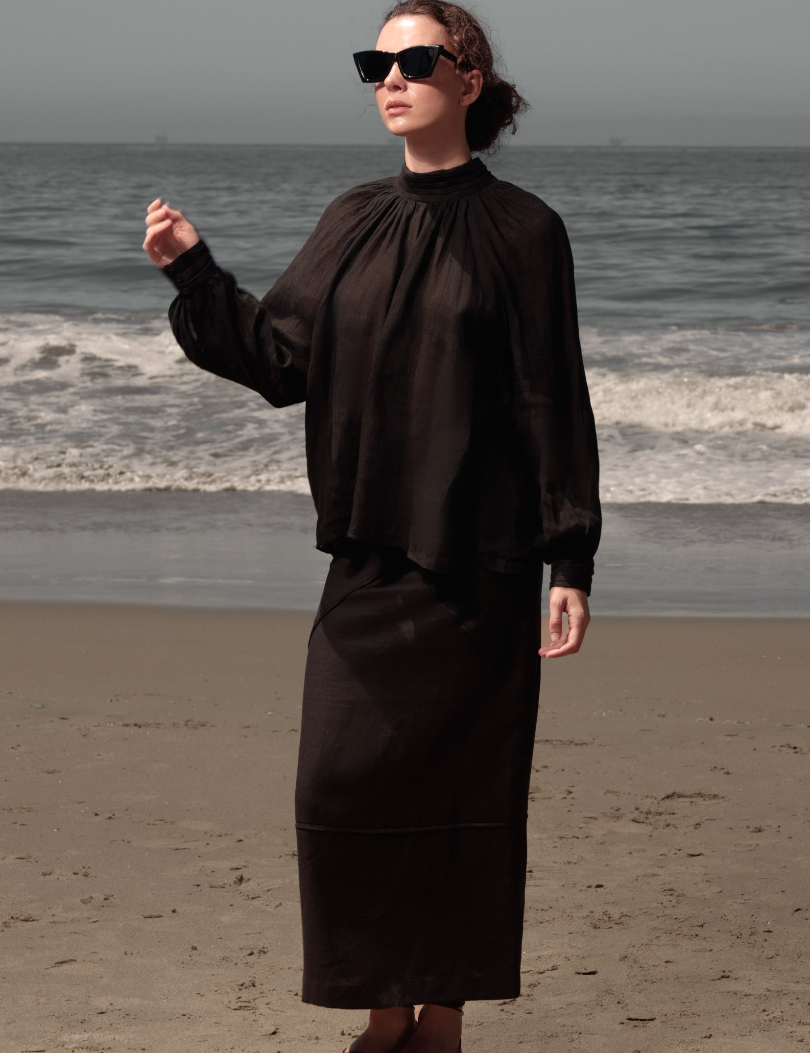 Verse Top - Noir Tissue Linen - Heidi Merrick