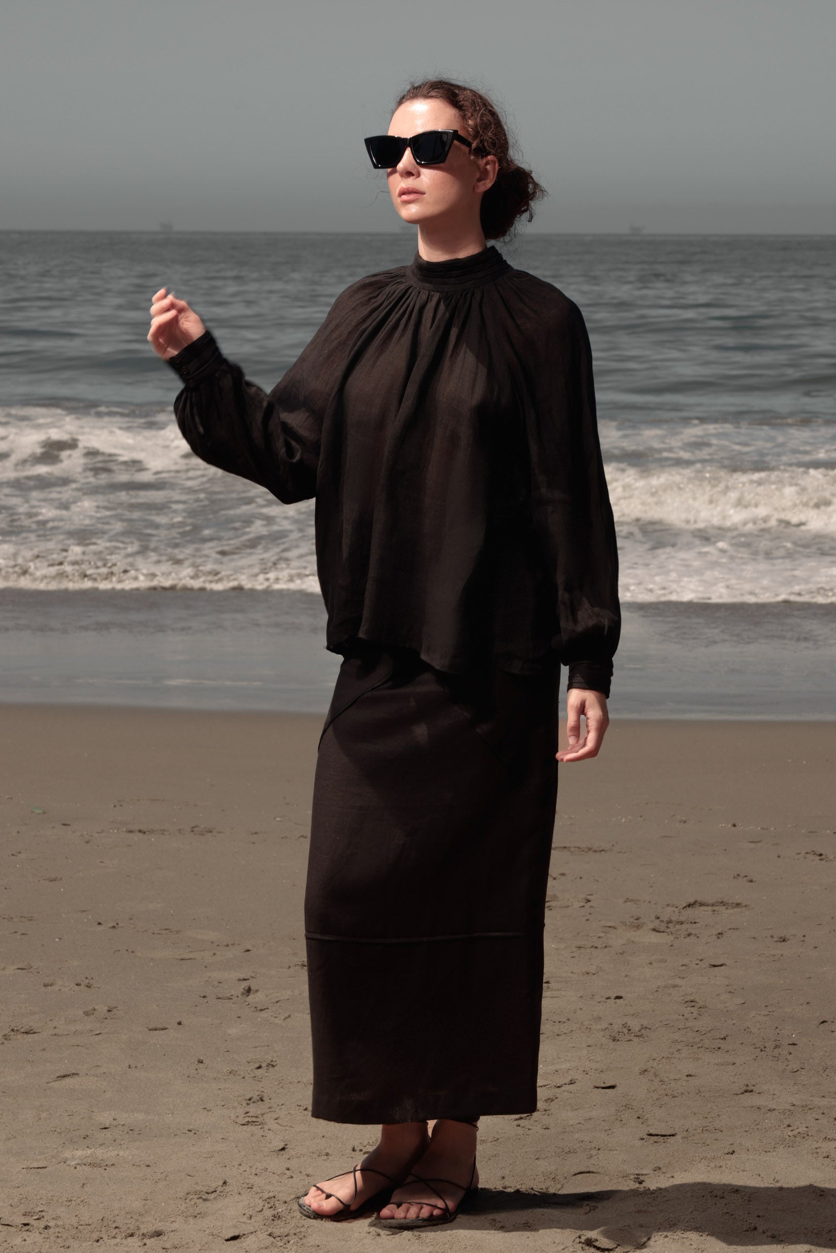 Verse Top - Noir Tissue Linen - Heidi Merrick